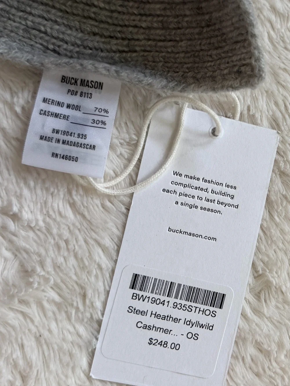 Buck Mason Idllywind Cashmere Merino Scarf Unisex NWT